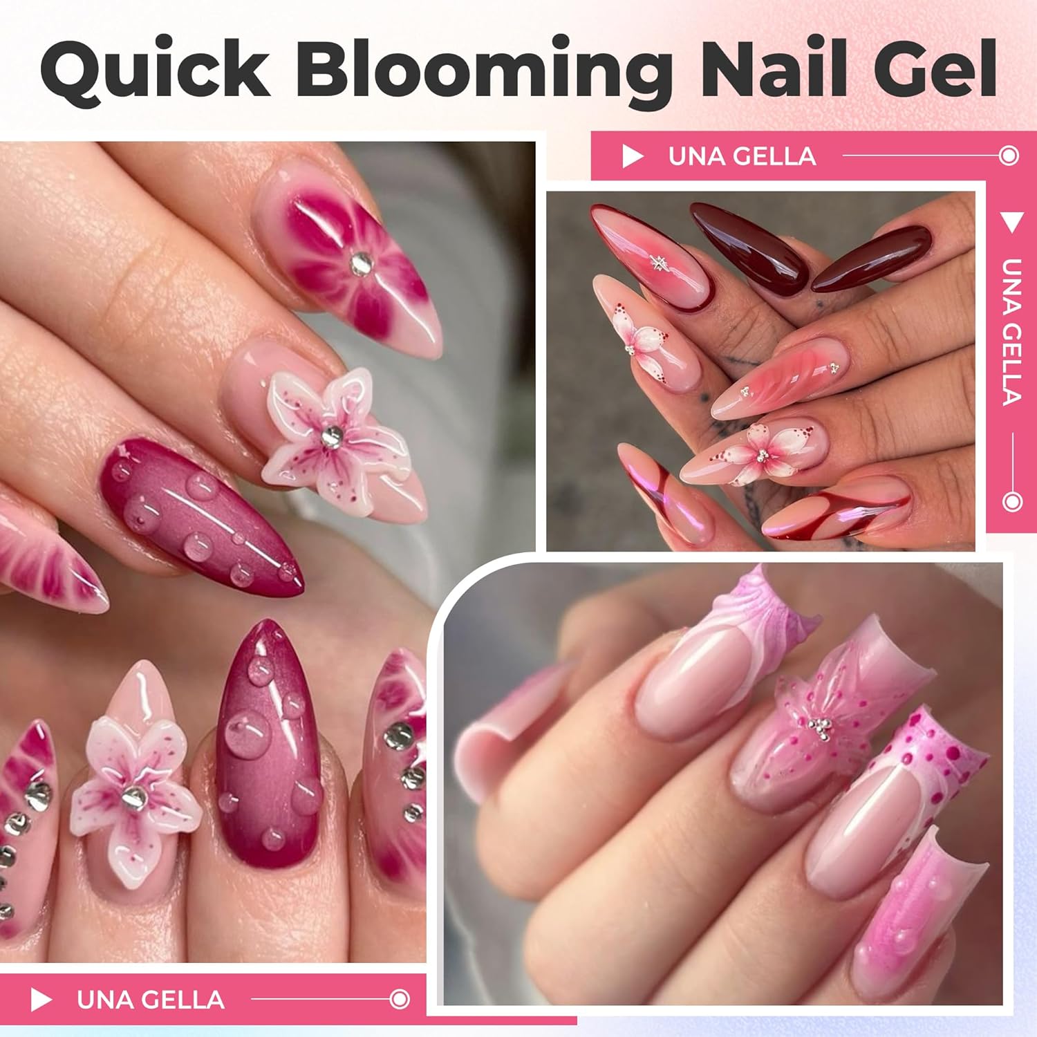 UNA GELLA Blooming Gel Nail Polish 15ml Super Clear for Spreading Effect U V/LED Needed Nail Blooming Gel for Marble Natural Stone Floral Print Watercolor Effect Design Soak Off Home DIY Salon : Beauty & Personal Care