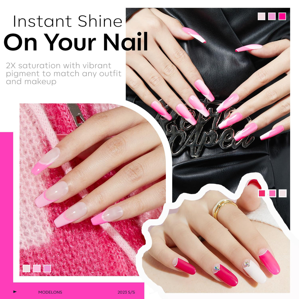 modelones Pink Gel Nail Polish Set- 6 Colors 2026 Summer Spring Pastel Hot Pink Tones Neon Milk Pink White Gel Polish Magenta Light Soft to Dark LED Nail Art for Nail Lovers Gift DIY Starter Kit : Beauty & Personal Care
