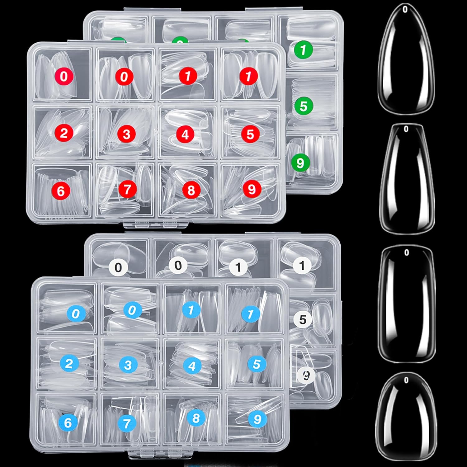 ELLEWIN 1000PCS Nail Tips Clear False Nails Full Cover for Acrylic Nails Kit 10 Sizes 4 Shapes Long Almond Square Coffin Oval Pre-Shape for Salon Home DIY Gifts : Beauty & Personal Care