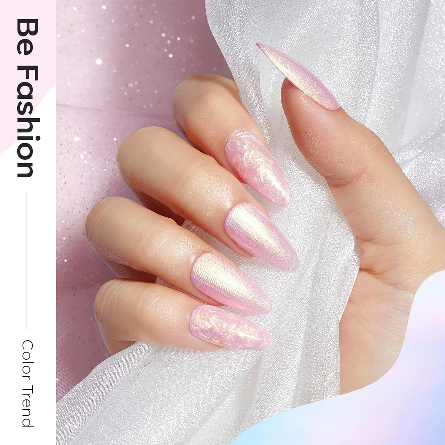 modelones Pearl Gel Nail Polish Set. 6 Colors 2026 Spring Summer Aurora Iridescent Shimmer White Pink Purple Blue Mermaid Nail Glitter Gel Polish LED Swirl Shell Effect with Dotting Pen DIY Gift : Beauty & Personal Care