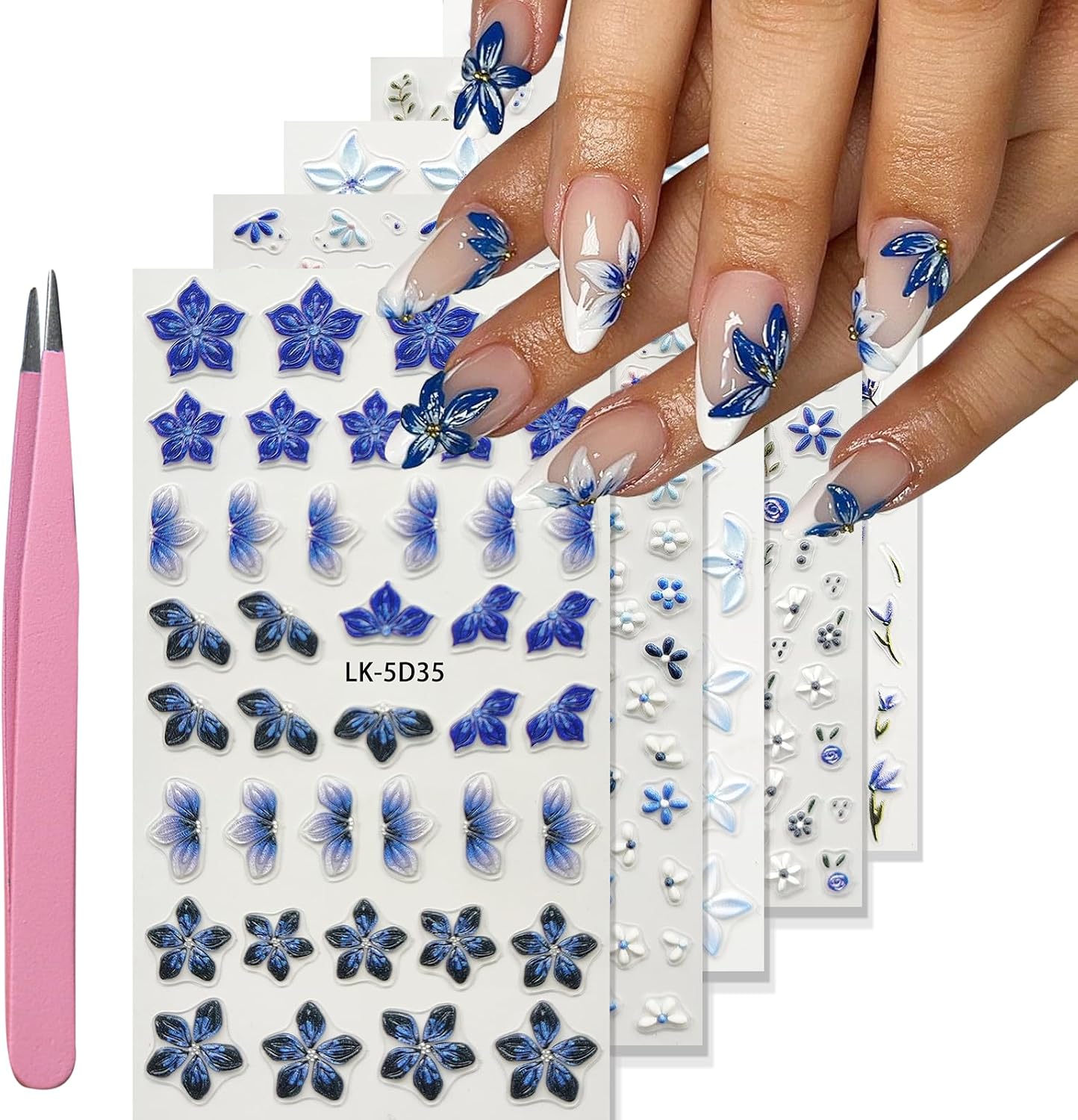 YOSOMMK Nail Art Stickers Decals 5D Embossed Flower Nail Decals Self Adhesive Spring Summer Heart Daisy Nail Supplies 3D Nail Design for Women Nail Decoration Colorful Flower Nail Stickers : Beauty & Personal Care
