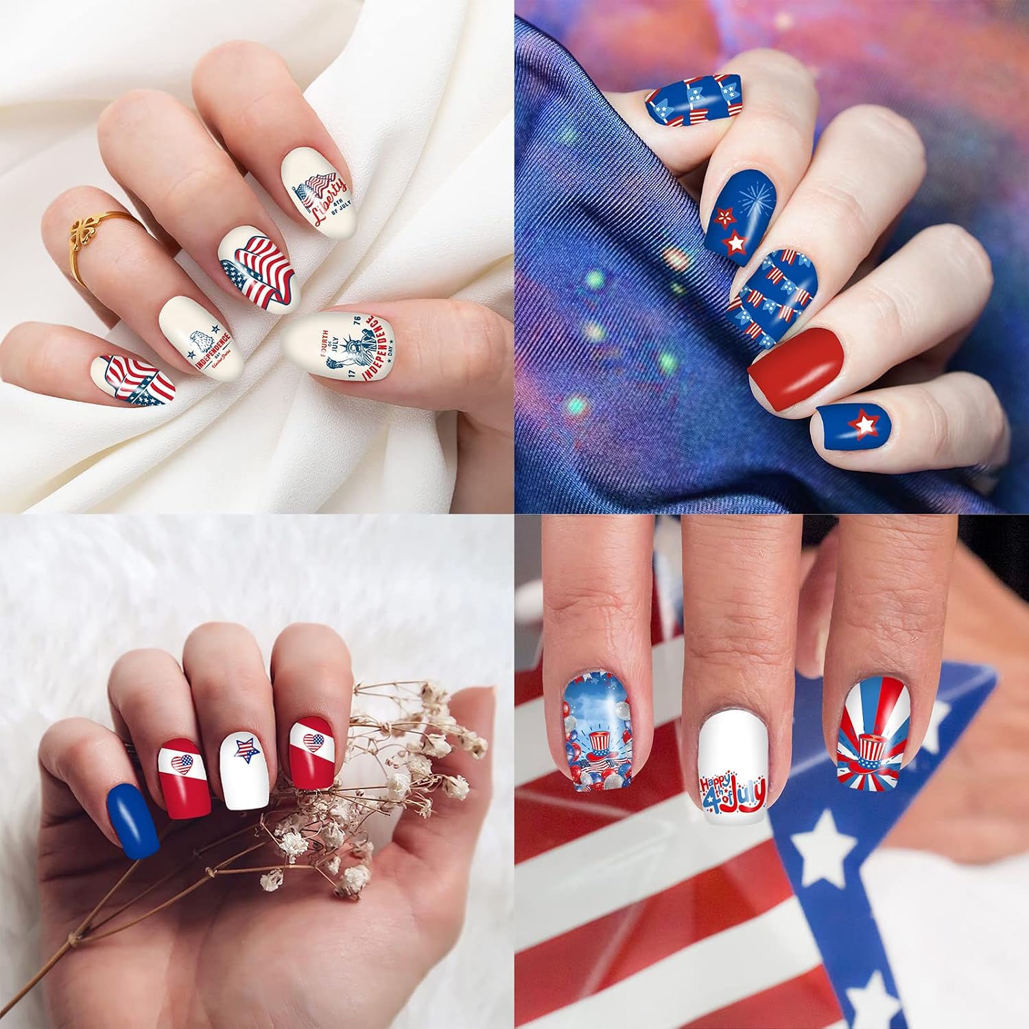 12 Sheets 4th of July Nail Wraps Stickers. Independence Day Full Nail Polish Strips. Memorial Day DIY Self-Adhesive Nail Art Decals Patriotic American Flag Pattern Decor with 2 Piece Nail Files : Beauty & Personal Care