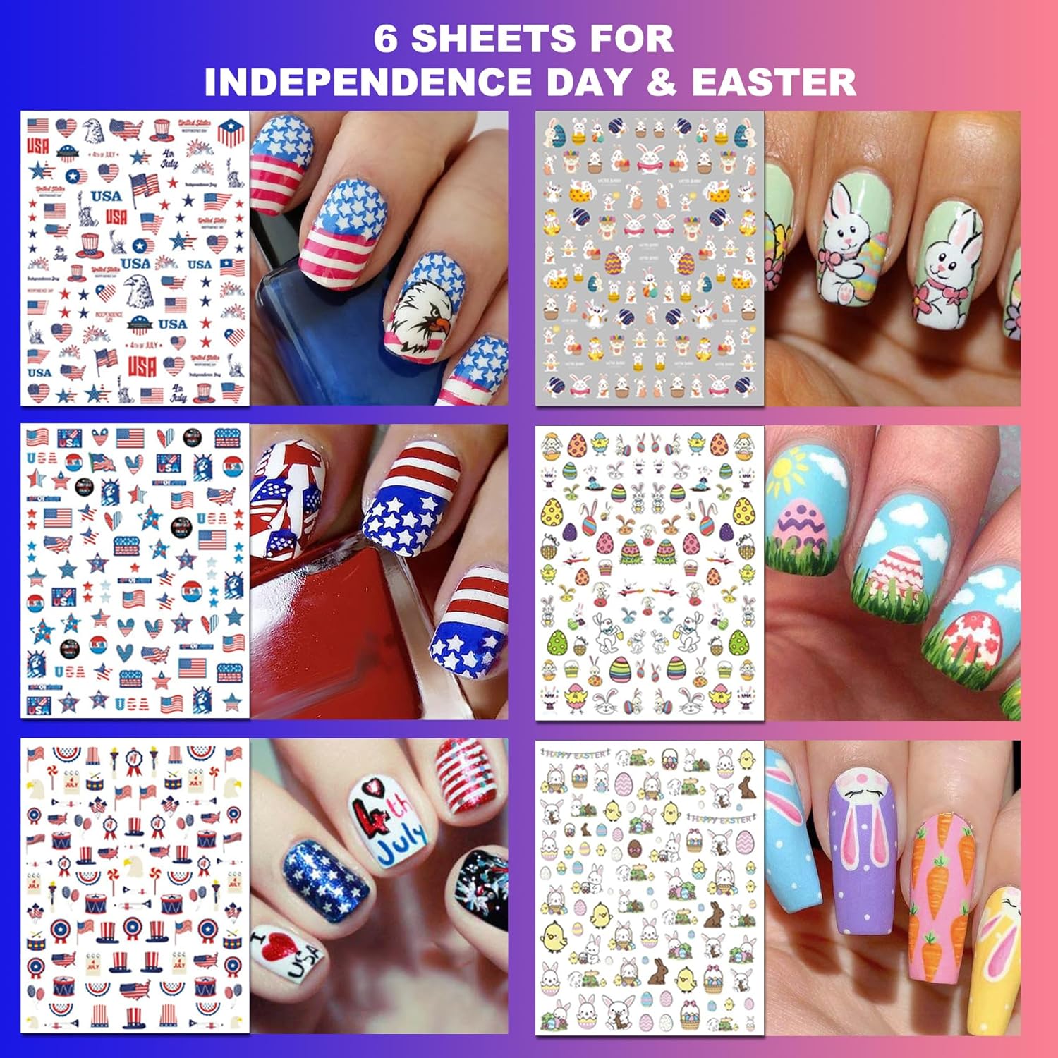 IDDFEVE 30 Sheets 8 Holiday Nail Art Stickers. Variety Pack All Season Nail Decals for All Year. Self-Adhesive Pegatinas Uñas 4th of July Halloween Fall Christmas Valentine St. Patrick's : Beauty & Personal Care