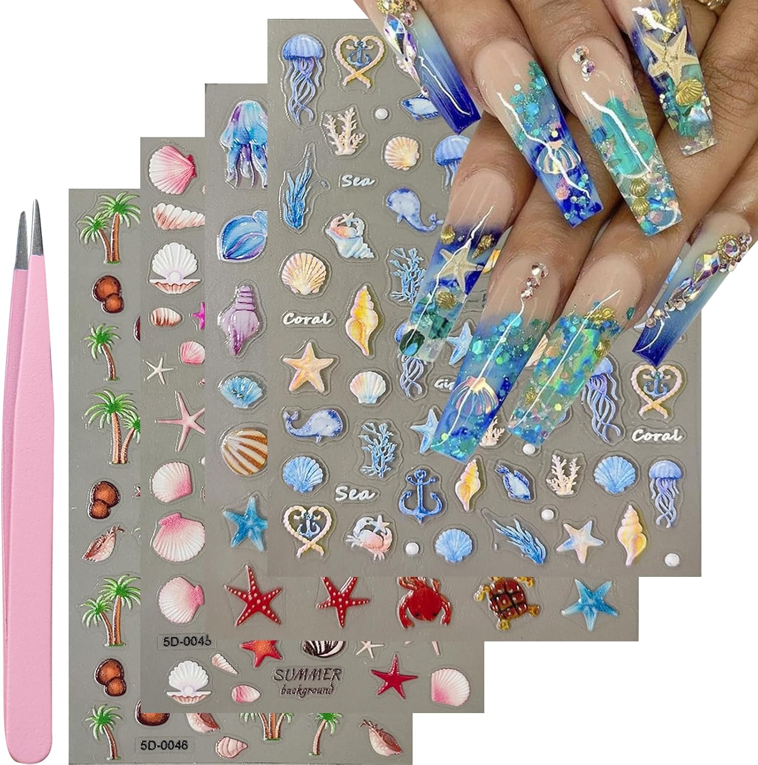 YOSOMMK Nail Art Stickers Decals 5D Embossed Flower Nail Decals Self Adhesive Spring Summer Heart Daisy Nail Supplies 3D Nail Design for Women Nail Decoration Colorful Flower Nail Stickers : Beauty & Personal Care