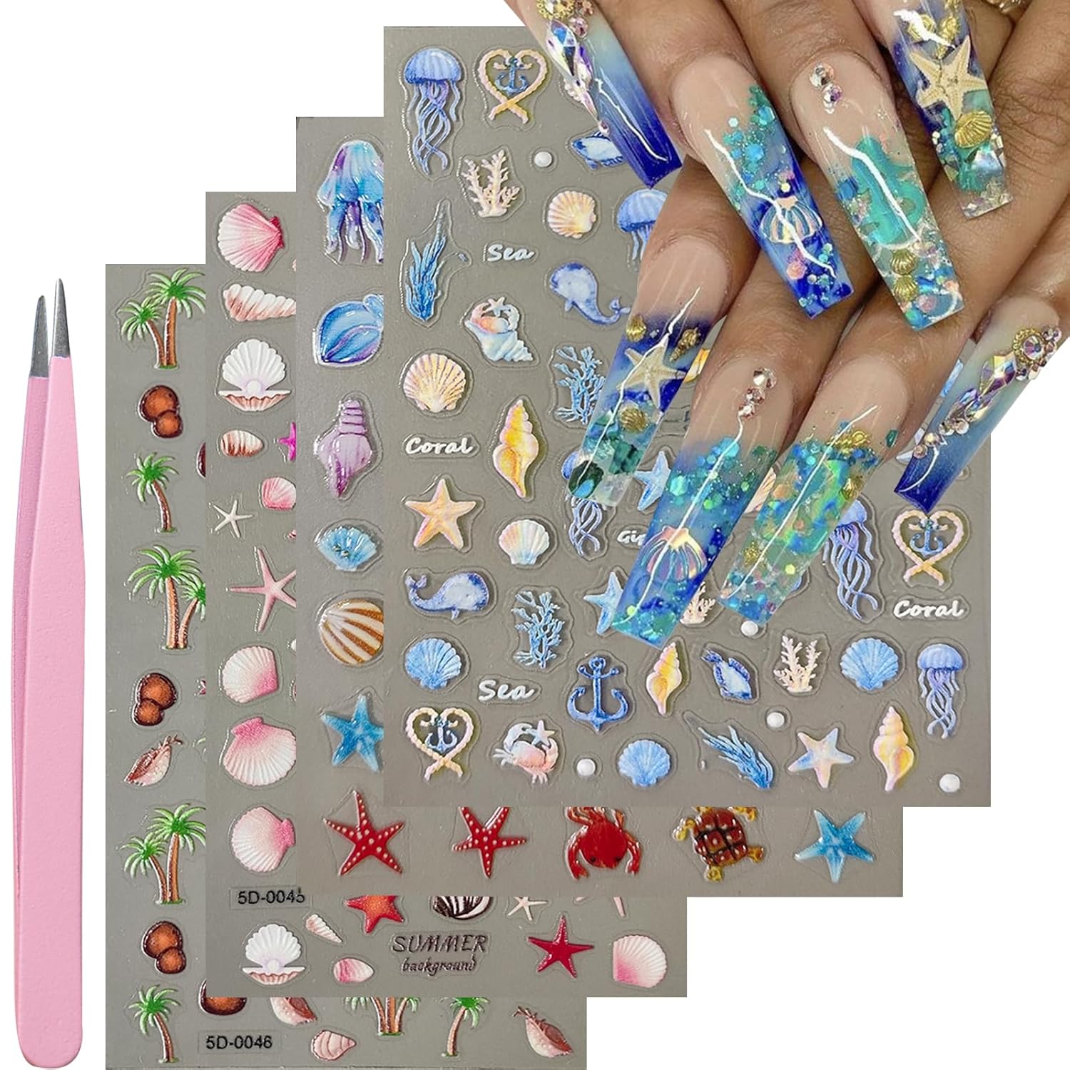 VOTACOS Flower Nail Art Stickers - 5D Embossed. Spring/Summer Daisy Designs. Self-Adhesive Decals for Women's Nail DIY Decoration : Beauty & Personal Care