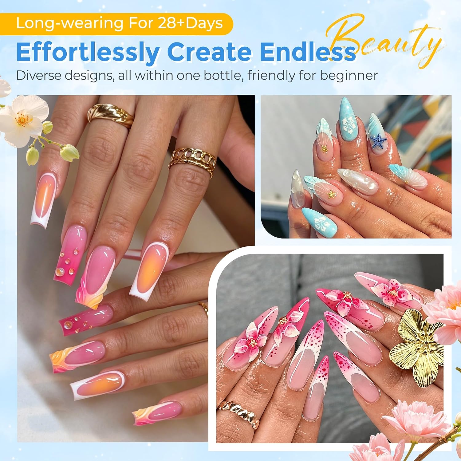 Luckyfairy Blooming Gel Nail Polish Clear: 15ml Nail Blooming Gel Uv Led Blossom Nail Art Accessories Stuff for Spreading Effects. Marble Watercolor Summer Floral Print Nails Art Design Magic Gift : Beauty & Personal Care