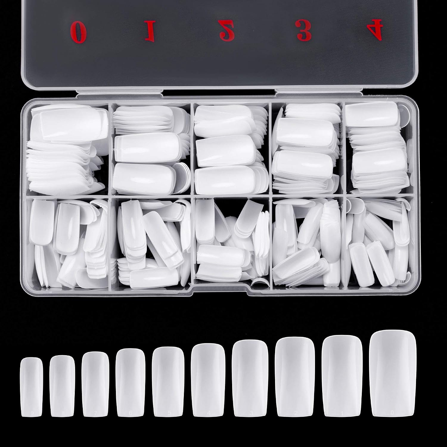 Full Cover Acrylic False Nail Tips. 500PCS Fake Nail Shape Artificial False Nails Tips 10 Sizes with Case for Nail Art Salons and Home DIY (Natural) : Beauty & Personal Care