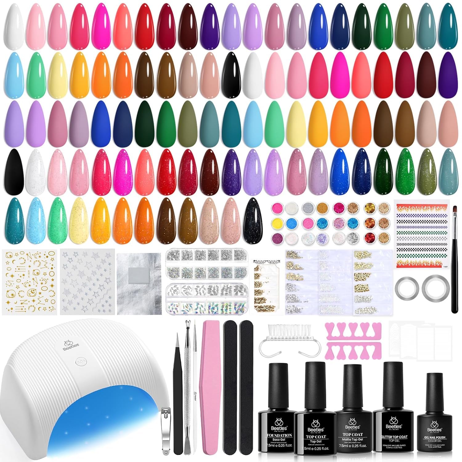 Beetles Gel Nail Polish Set - 23pcs Gel Polish Set Summer Colors. 20 Colors Pink Green Blue UV Gel Polish with Base Top Coat. All Season Manicure Tools for Beginners Nail Art Home : Beauty & Personal Care