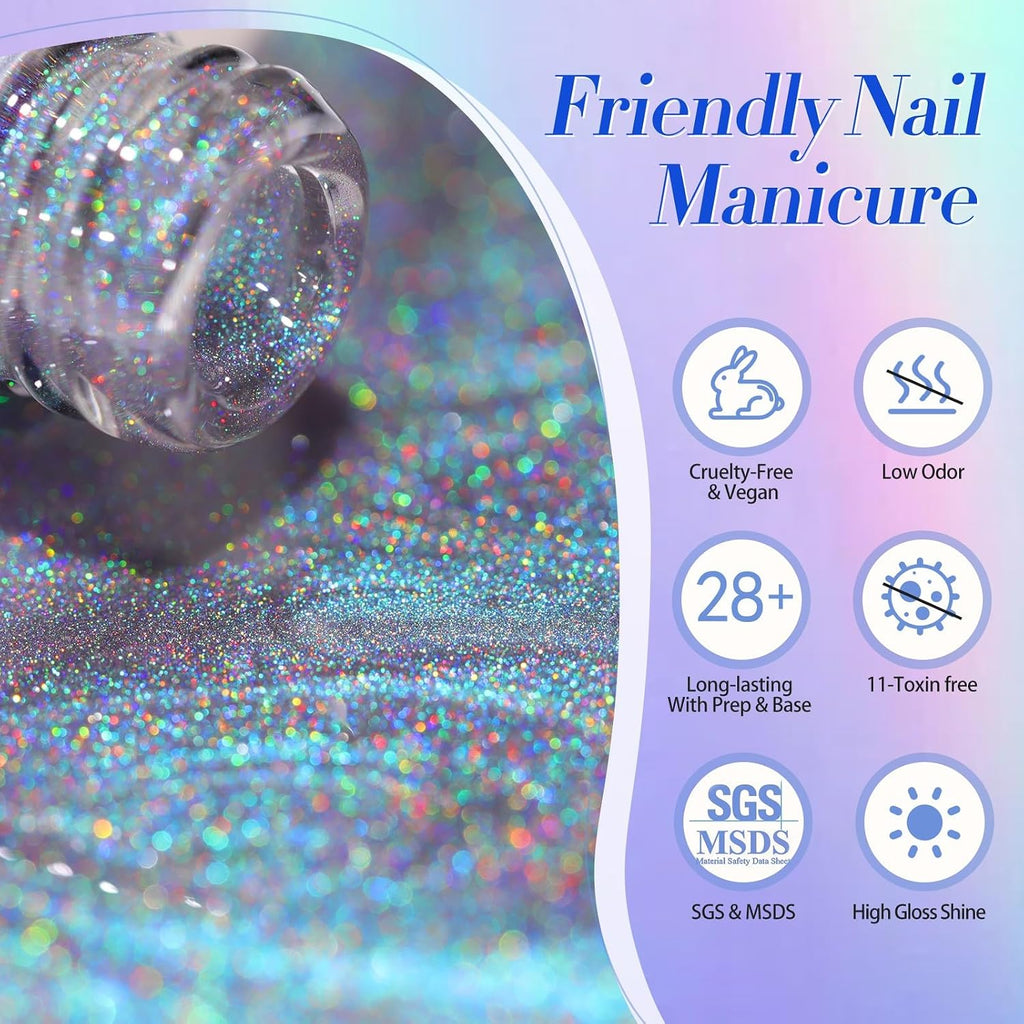 Born Pretty 9D Cat Magnetic Eye Gel Nail Polish Holographic Rainbow Gel Polish Blue Purple Soak Off U V LED Gel Polish Nail Art Design Manicure Salon DIY Home 15ML : Beauty & Personal Care
