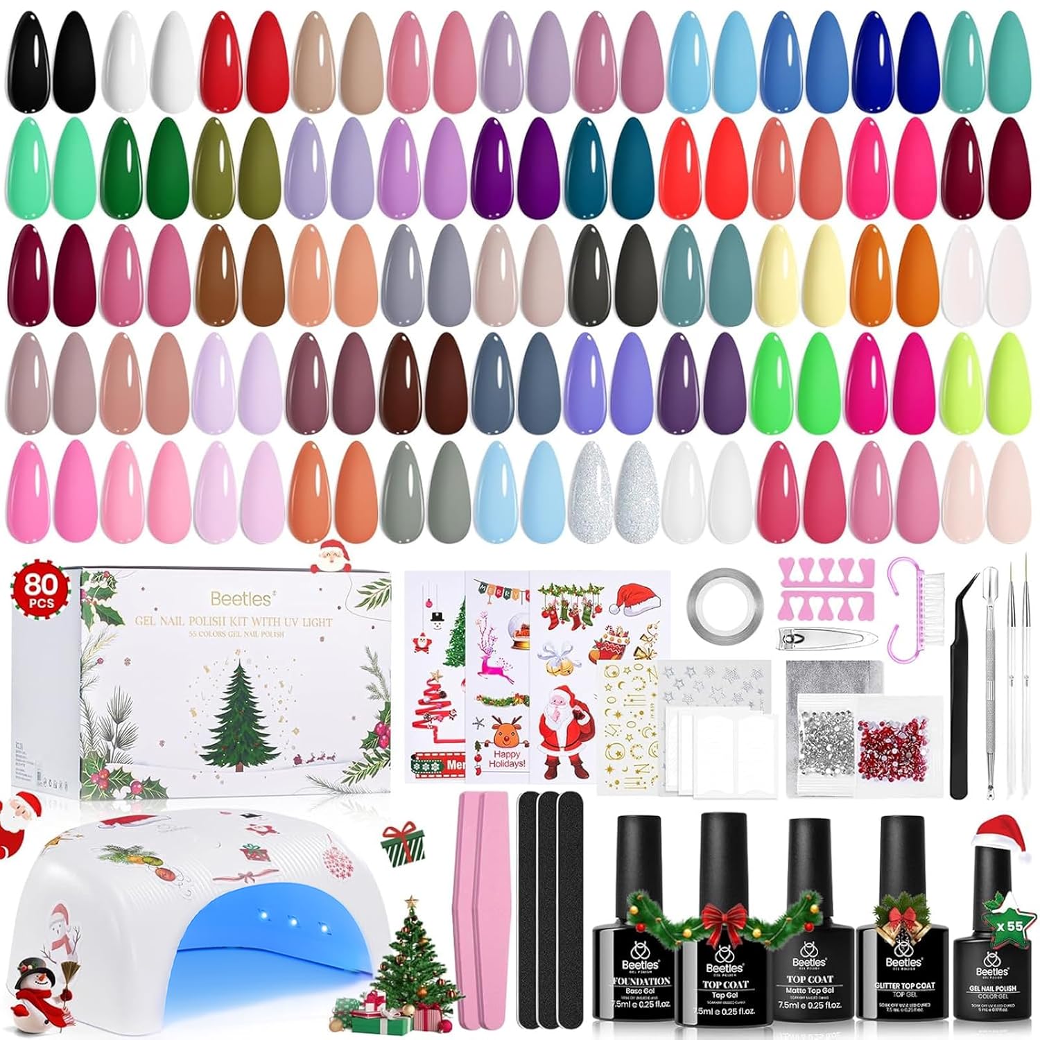 beetles Gel Polish Set Vivid Seasons - Summer Gel Nail Polish Set 36 Colors Pink Yellow Green Purple Jelly Shades 45pcs with Base & Top Coat UV LED Soak Off DIY Salon Gift for Women : Beauty & Personal Care