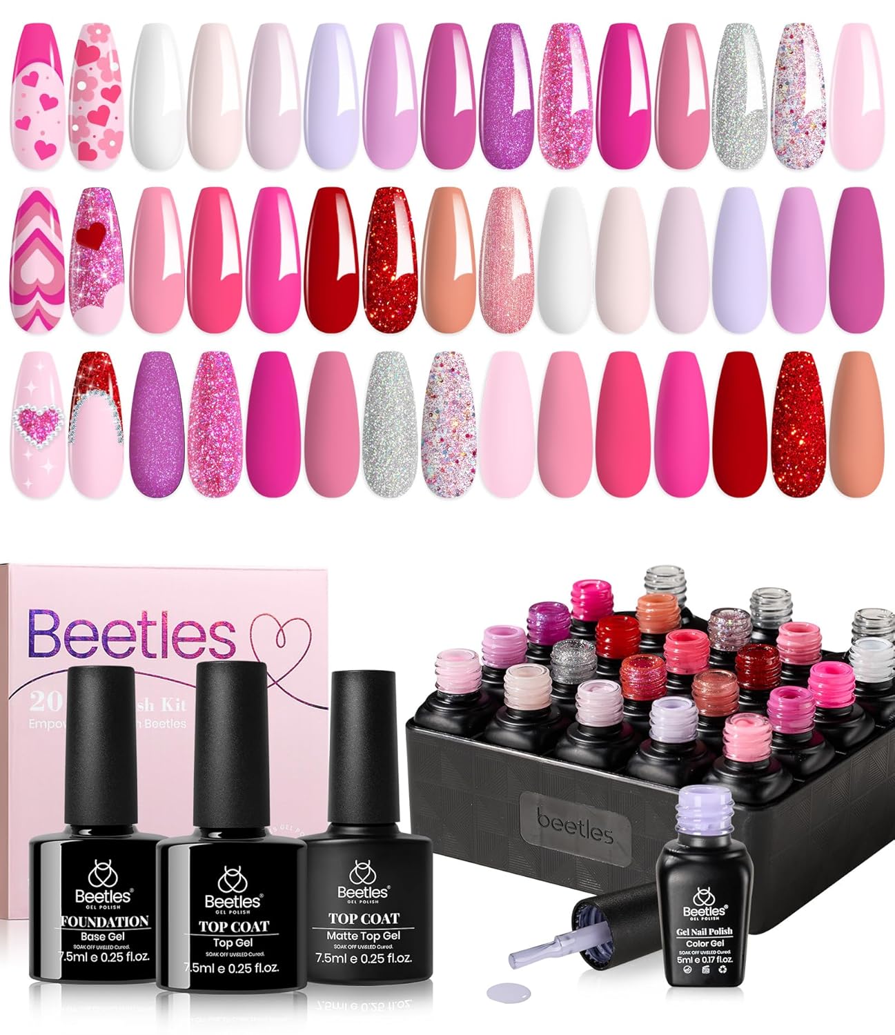 Beetles Summer Gel Polish Set - Rustic Sonata 25 Colors Yellow Orange Blue Pink Bright Gel Polish with Base Coat Glossy & Matte Top Coat DIY Salon Soak Off UV Led Nails 4th of July : Beauty & Personal Care