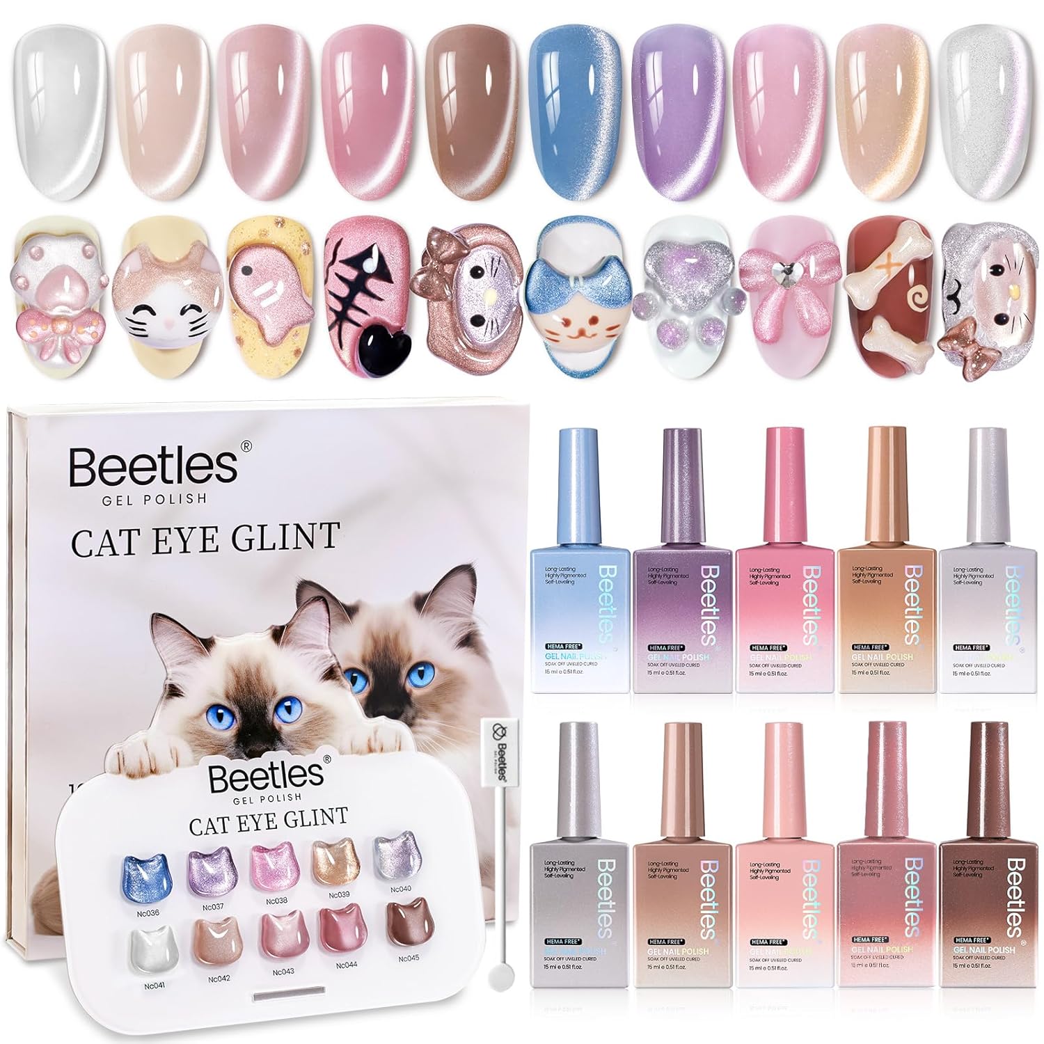 Beetles 44pcs Gel Nail Polish Set - 36 Colors Colorful Muse Gel Polish Kit Pink Nude Red Yellow Green Black White Glitter Nail Kit Base Top Coat UV LED Needed Salon DIY Home Gift for Women : Beauty & Personal Care