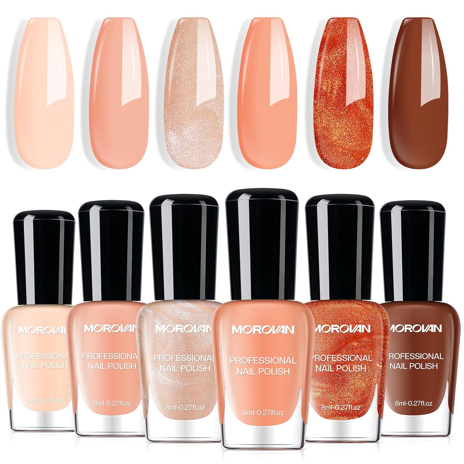 Morovan Chameleon Nail Polish Set: 6 Colors Holographic Quick Dry Mini Nail Lacquer Kit Green Glitter Pink Blue Purple Gray Aurora Shimmer Fall DIY Nail Art Manicure Gift For Women Girls : Beauty & Personal Care