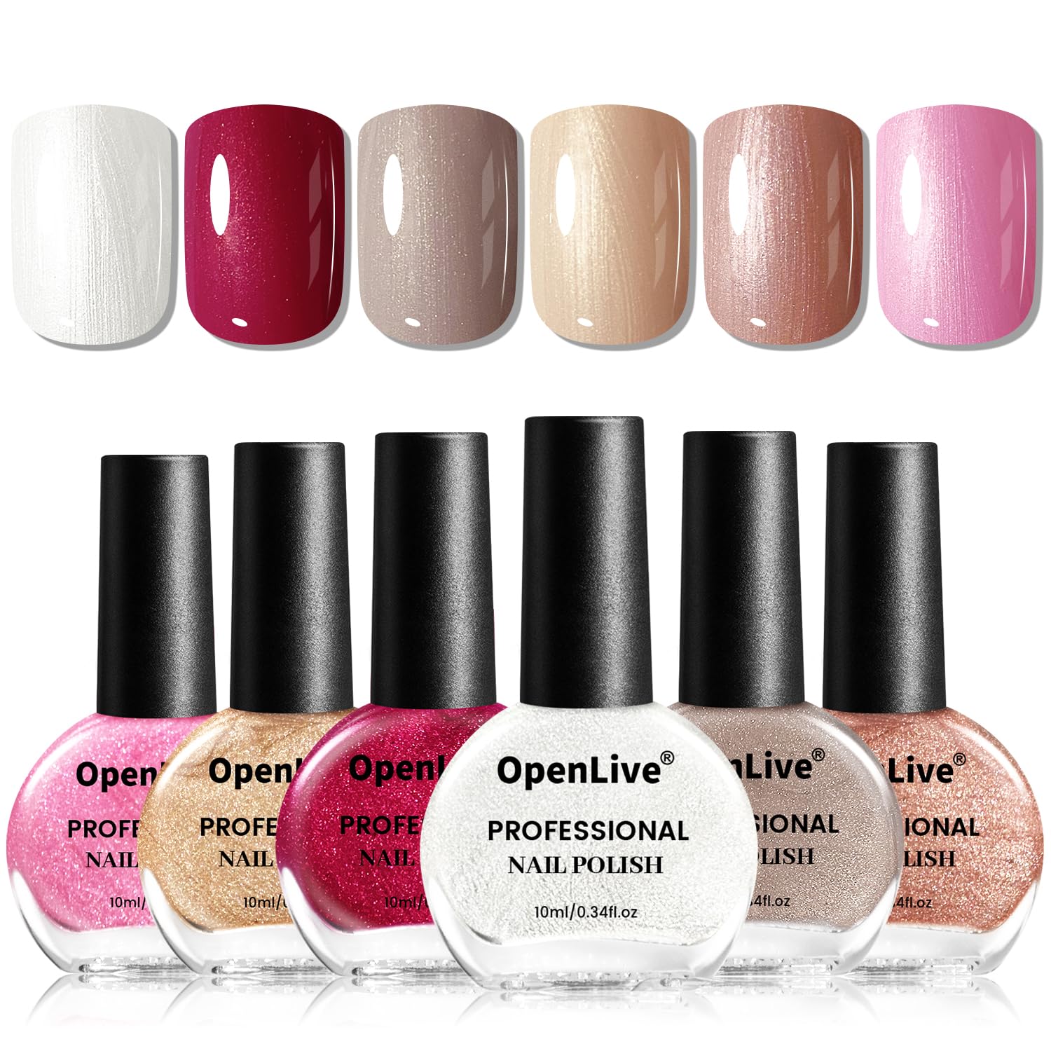 OpenLive 12 PCS Nail Polish Set With 10 Colour Combo. 2 PCS Base And Top Coat.Fast Drying Nail Polish For Home DIY And Beginners : Beauty & Personal Care