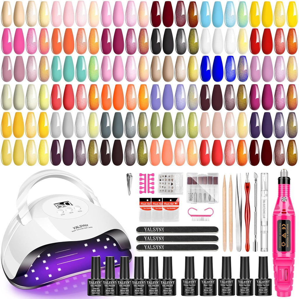 YALSYNY NAIL POLISH KIT with U V Lamp and Drill Starter Kit 36 Colors Gel Nail Polish Nail Art Gel Manicure Kit : Beauty & Personal Care