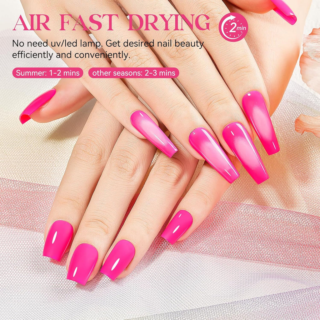 MIZHSE Quick Dry Nail Polish. Hot Pink Nail Polish Non Gel Air Drying Fast. 15ml Glossy Finish Regular Rose Red Nail Lacquer Full Coverage Nail Art Manicure DIY Home : Beauty & Personal Care